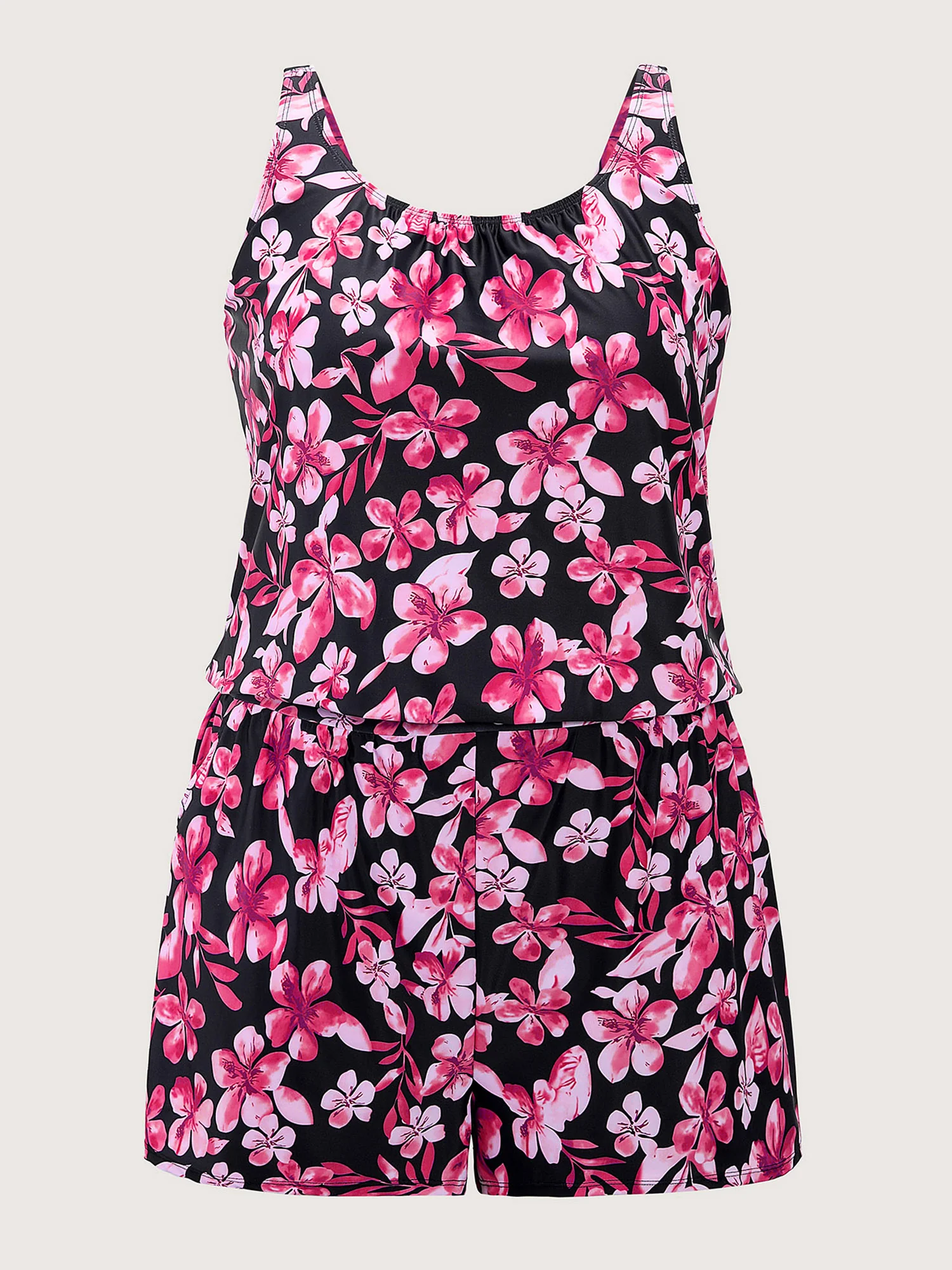 Tropical Flower Print Pockets One-Piece Swimsuit - Image 54