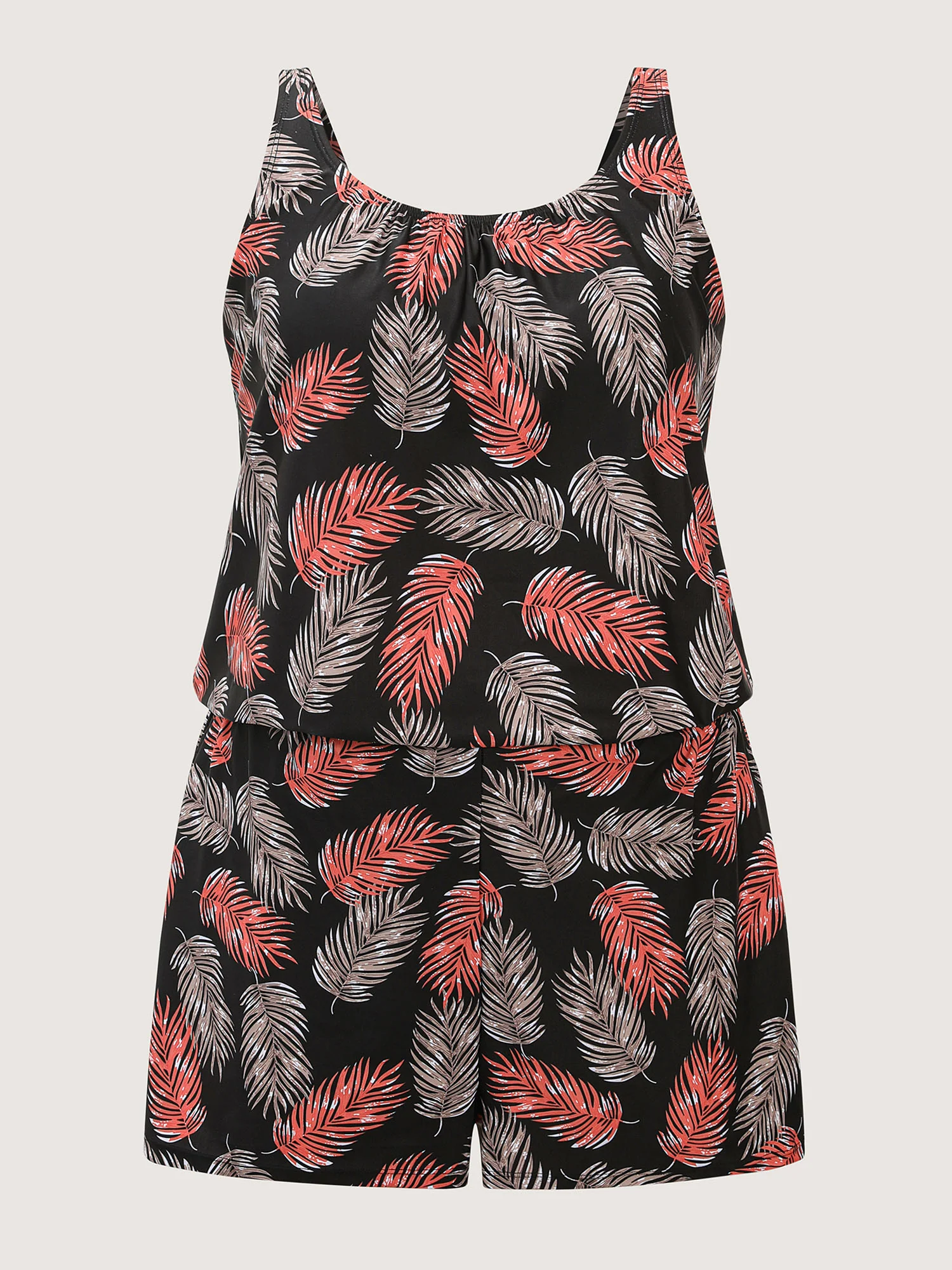 Tropical Flower Print Pockets One-Piece Swimsuit - Image 82