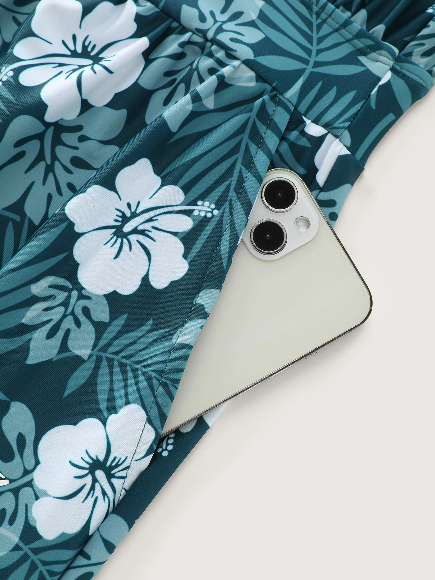 Tropical Flower Print Pockets One-Piece Swimsuit - Image 90