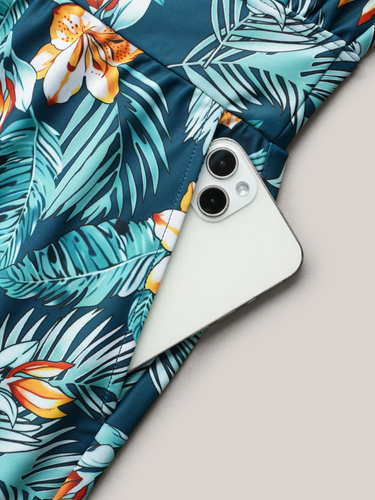 Tropical Flower Print Pockets One-Piece Swimsuit - Image 98