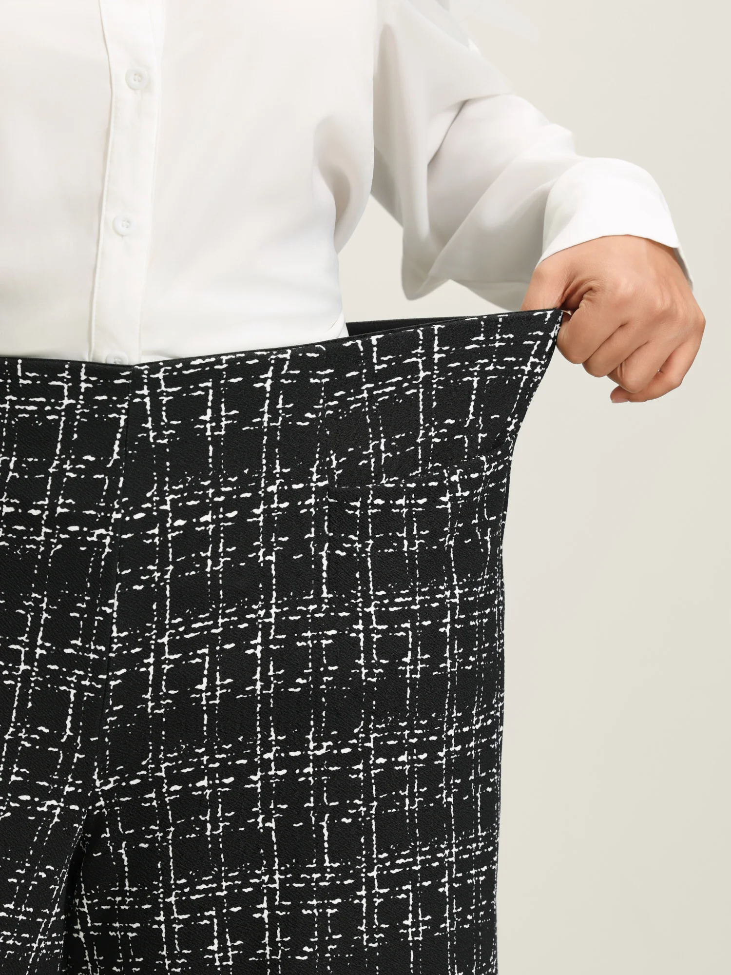 Tweed Texture Wide-Leg Pants - Image 3