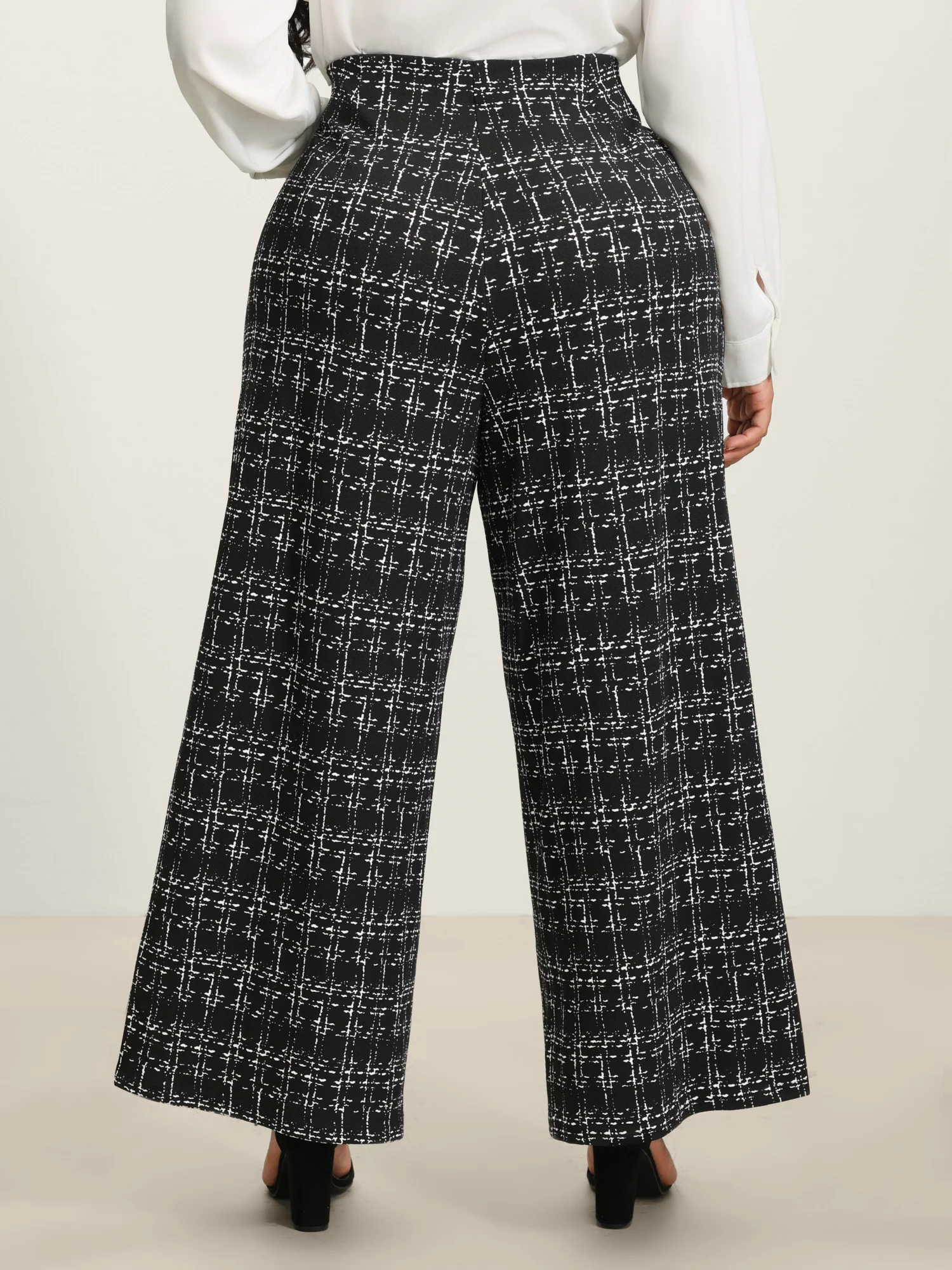 Tweed Texture Wide-Leg Pants - Image 5