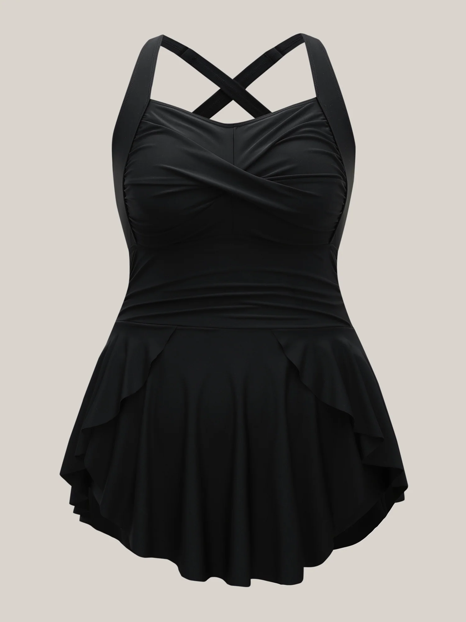 Twist Front Ruched Ruffled Swim Dress - Image 7
