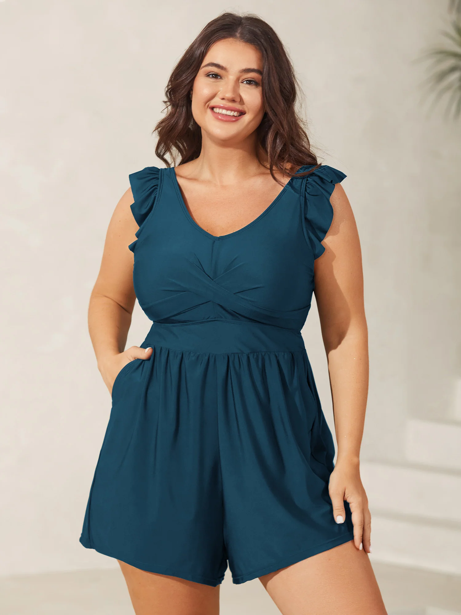 Twist Front Ruffled One-Piece Swimsuit - Image 9