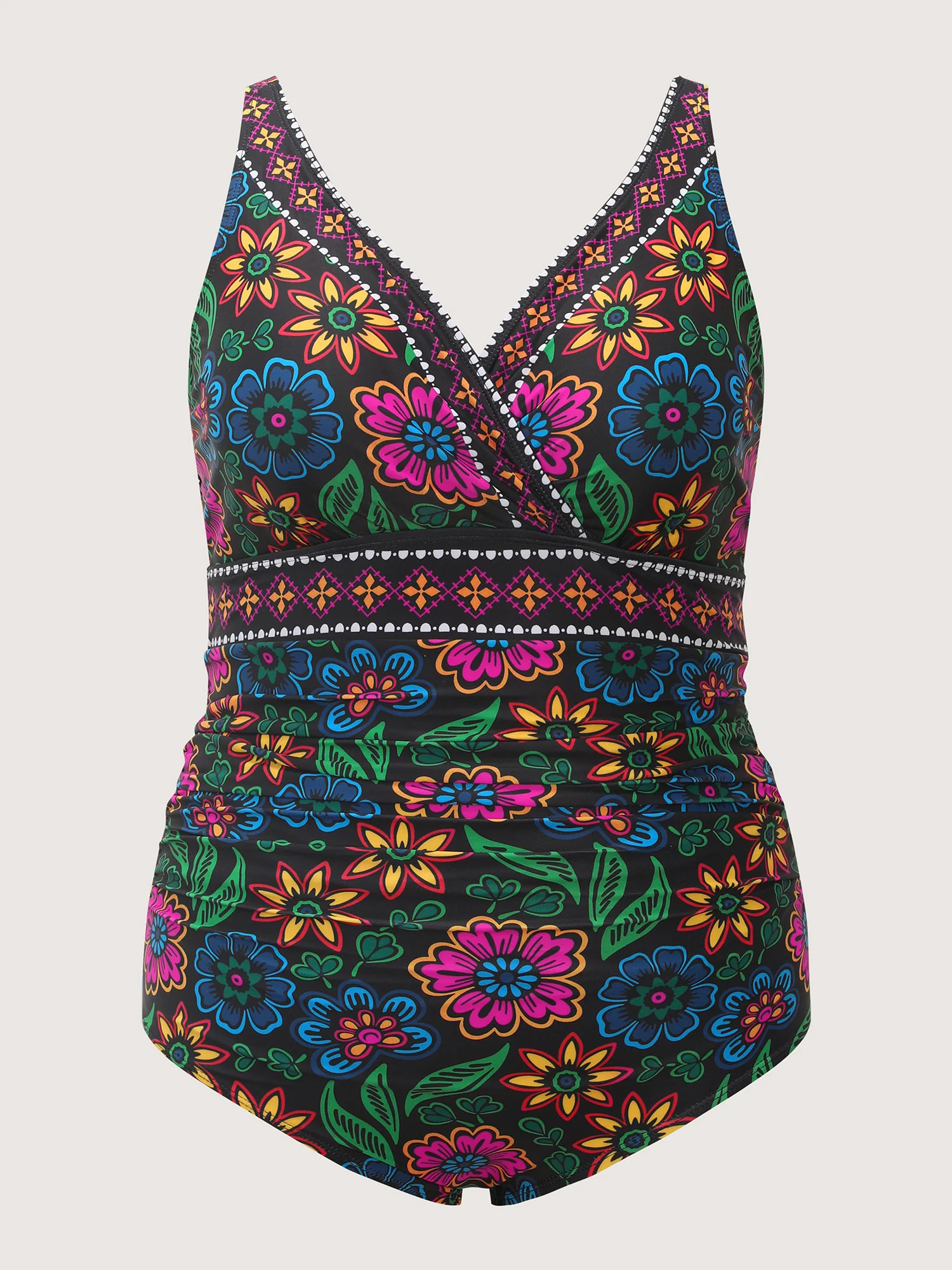Two-Piece Sarong Floral Print One-Piece Swimsuit - Image 7