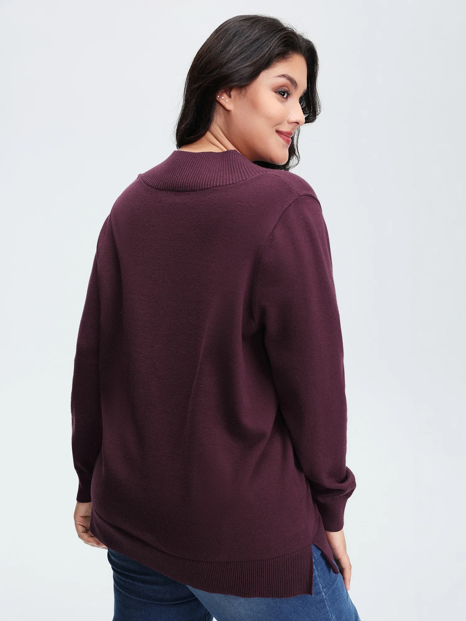 V-Neck Button Detail Plain Pullover - Image 4