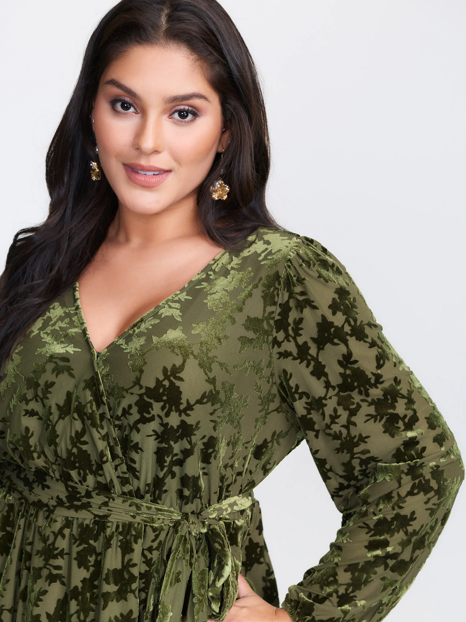 Velvet Laser Cut Side-Tie Blouse - Image 2