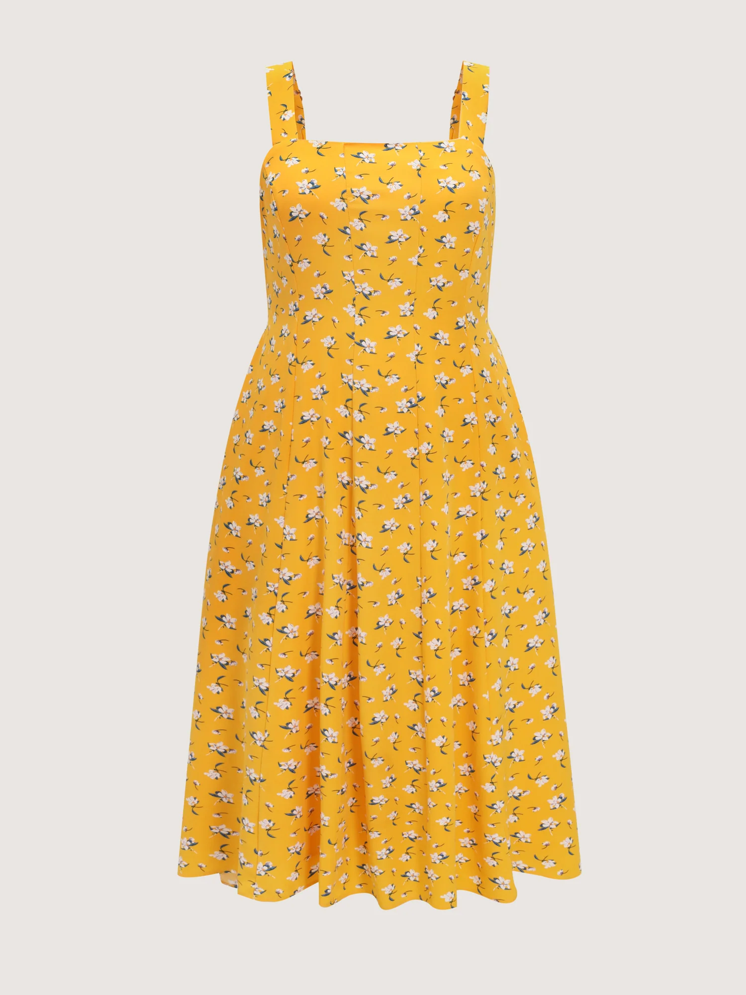 Vibrant Floral Print Waist-Defining Midi Dress - Image 7