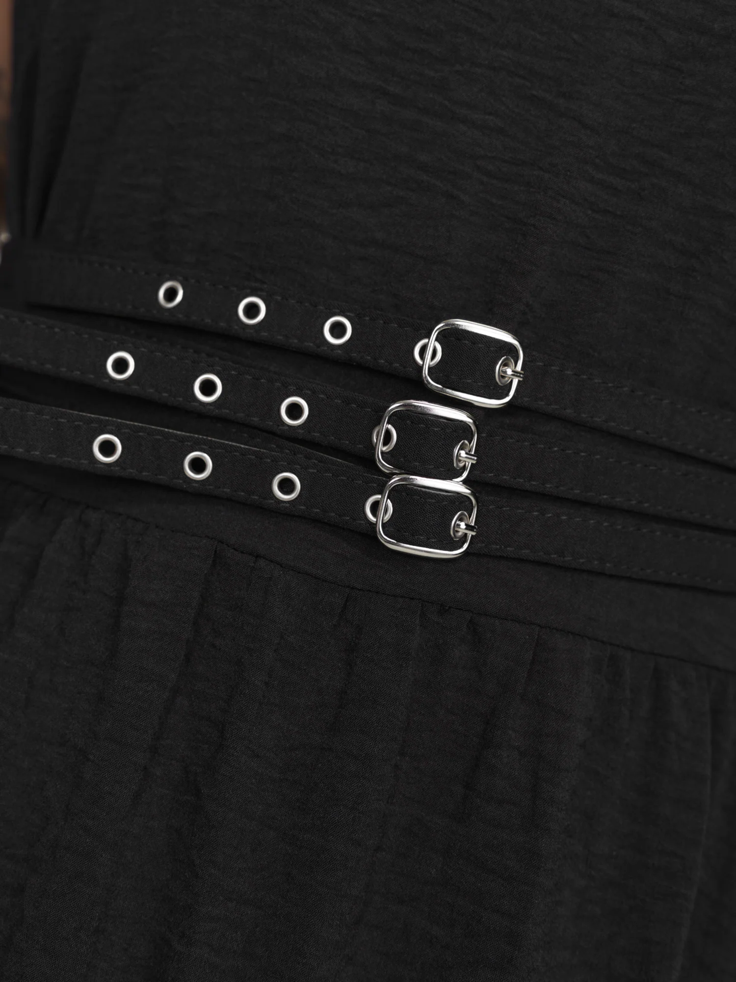Wide Straps Belted Buckle Detail Midi Dress - Image 5