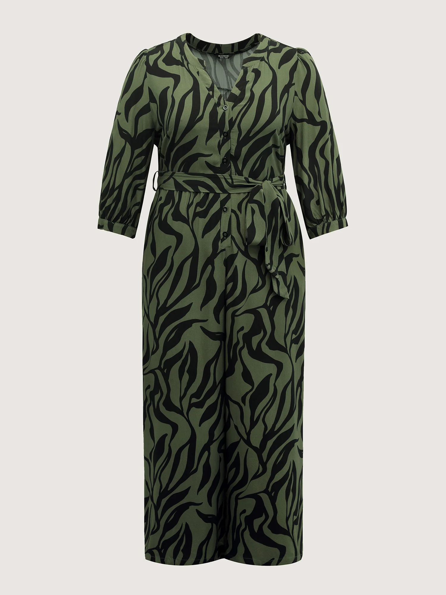 Zebra Print Stretchy Belted Waist Jumpsuit - Image 5
