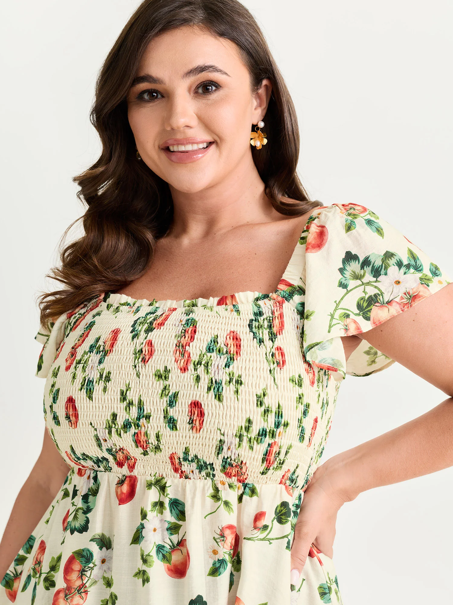 Zesty Fruit Print Fit And Flare Blouse - Image 2