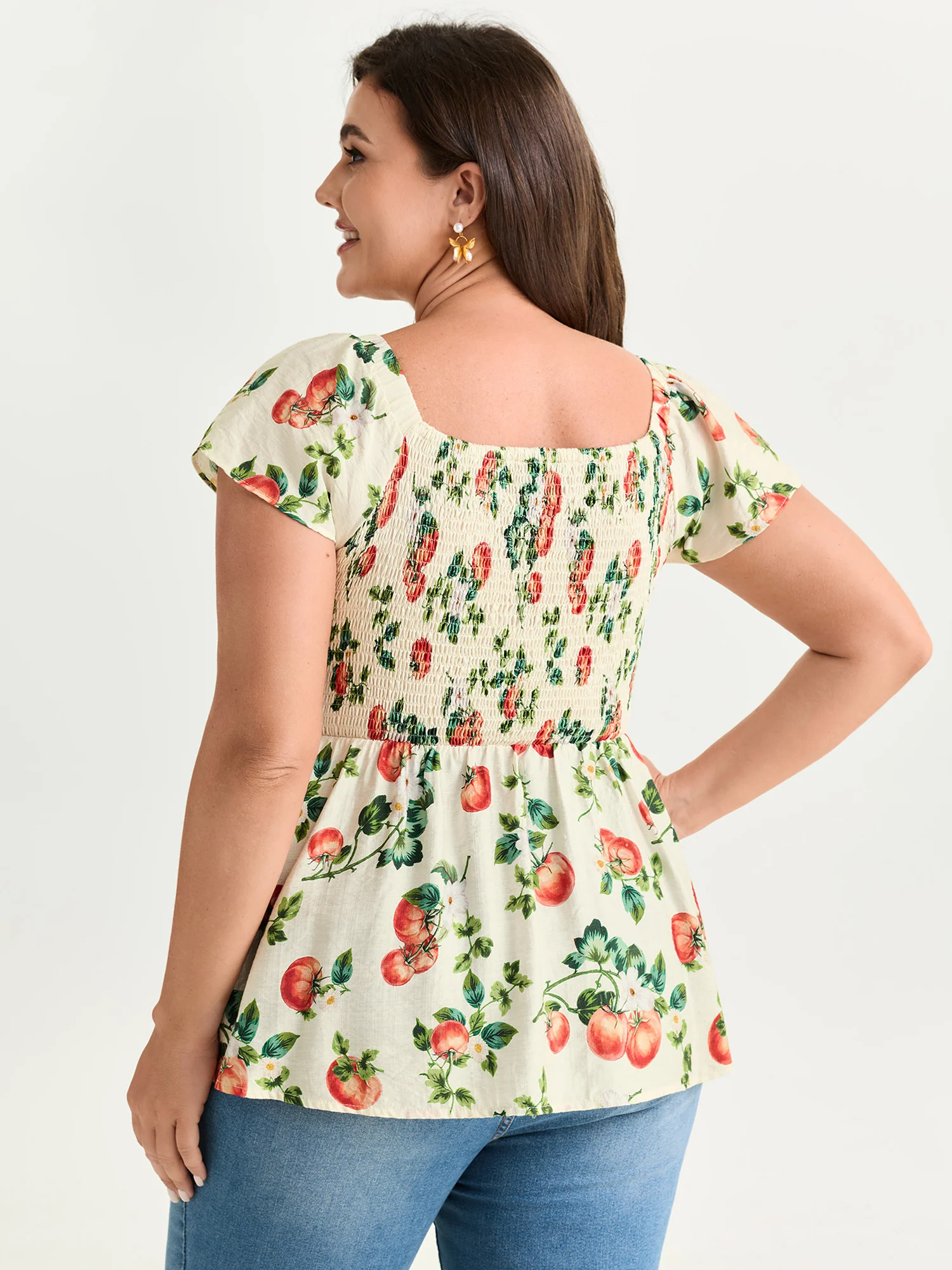 Zesty Fruit Print Fit And Flare Blouse - Image 4